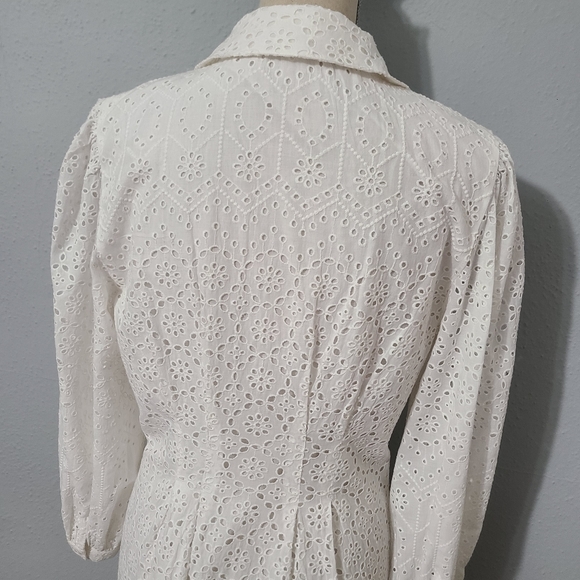 Veronica Beard Kylan Eyelet Lace Cotton Shirtdress White Size 8 NWOT - Picture 8 of 16